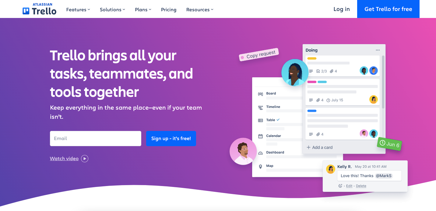 trello time management software screeshot