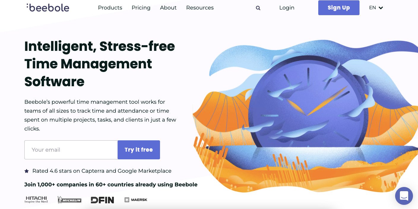 beebole employee timesheet app website screenshot