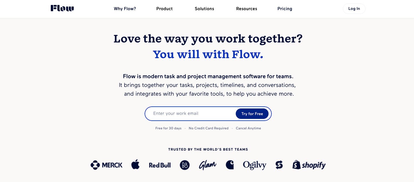 flow  project management tools screen