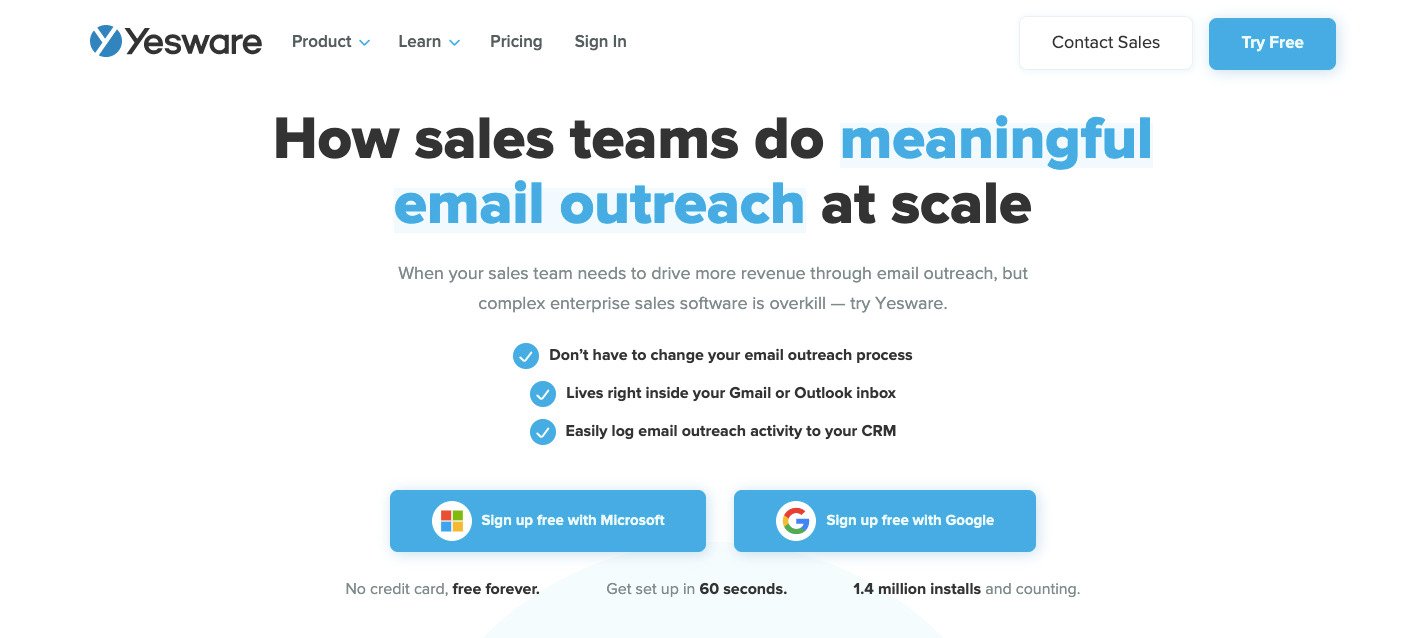 yesware  project management tools screen