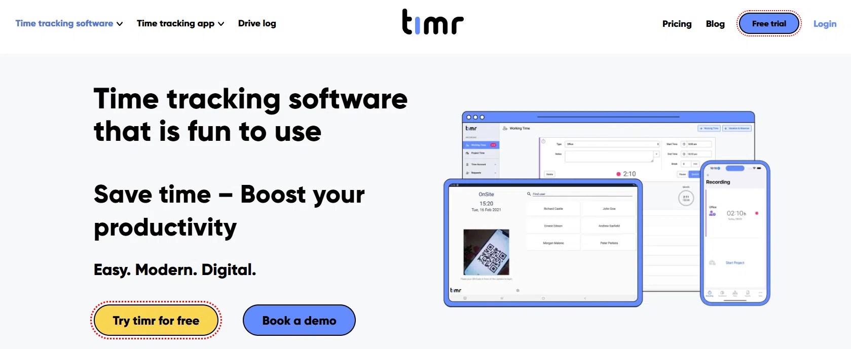 Screenshot of Timr employee GPS tracking app