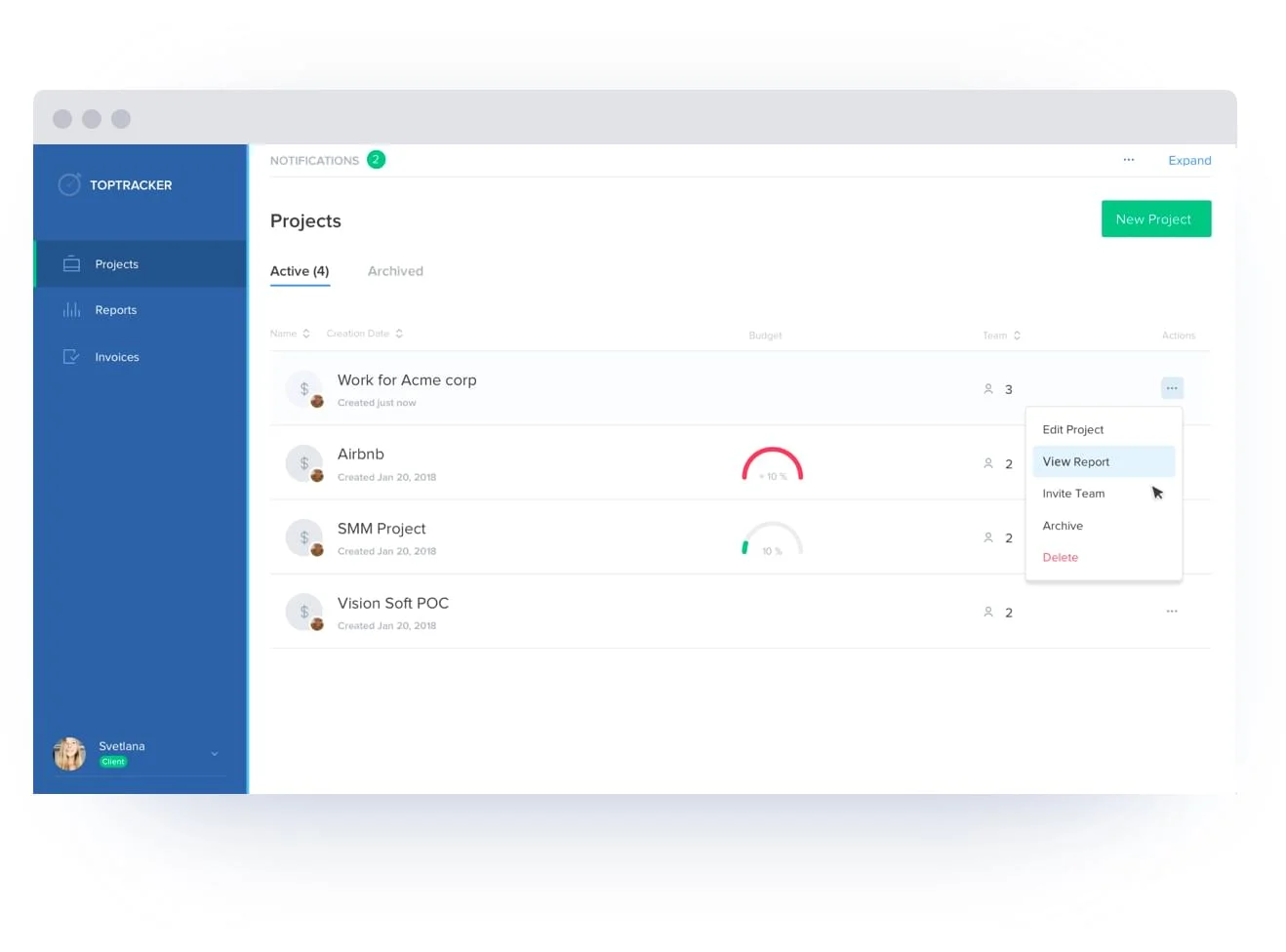 a screenshot of toptracker features