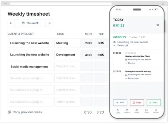 a collage of myhours features