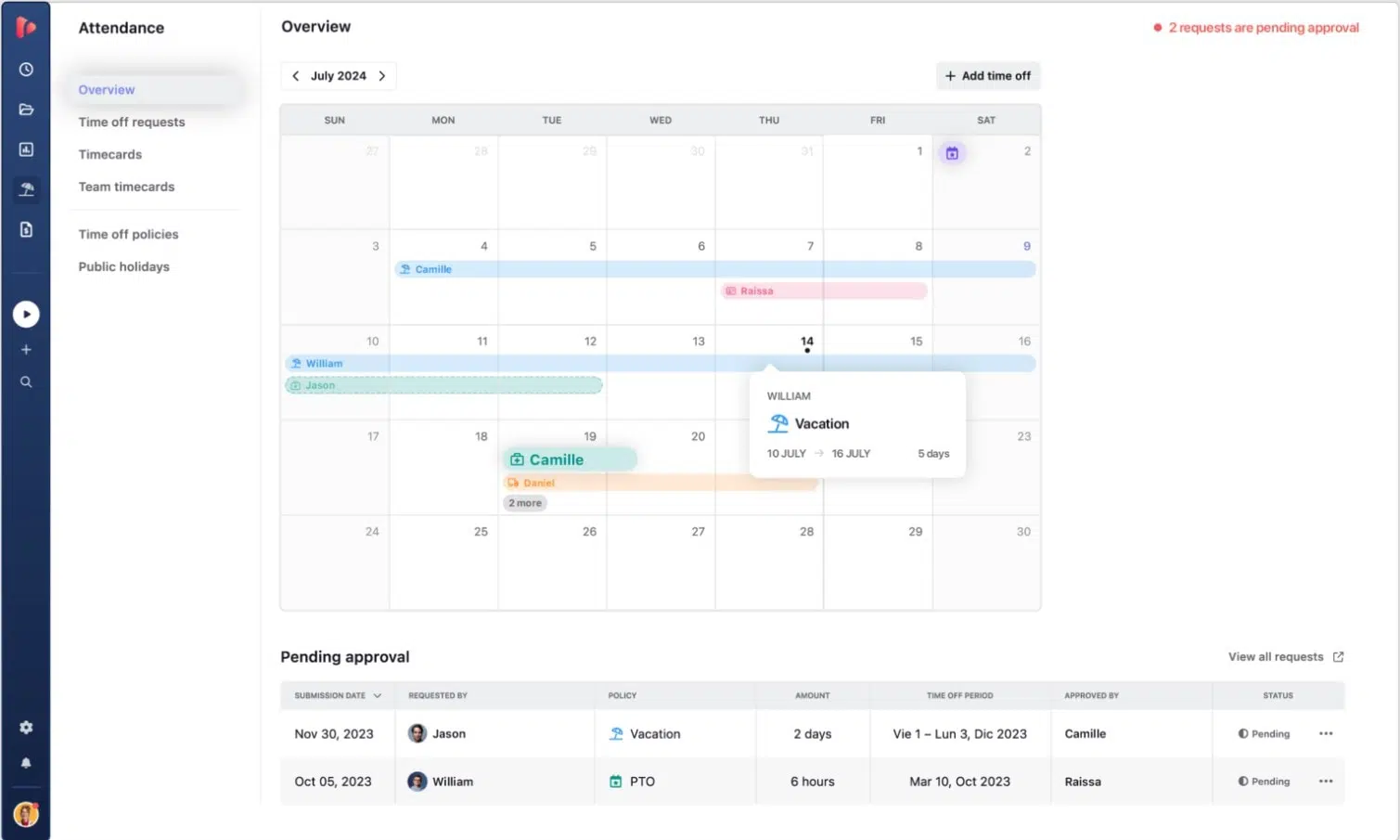 tracking time app timesheet view