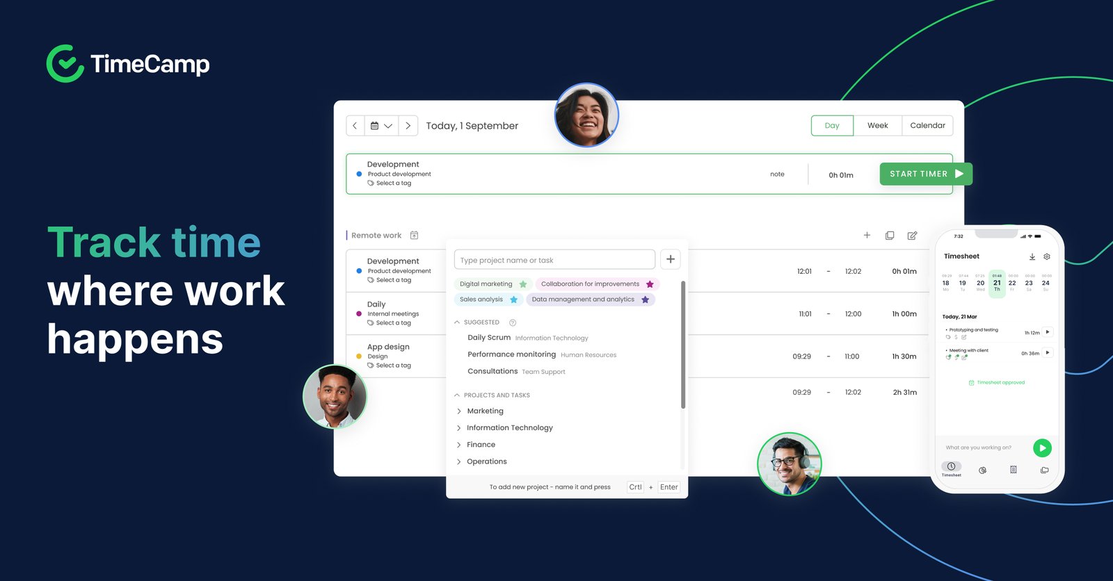 timecamp windows time tracker app promotional image