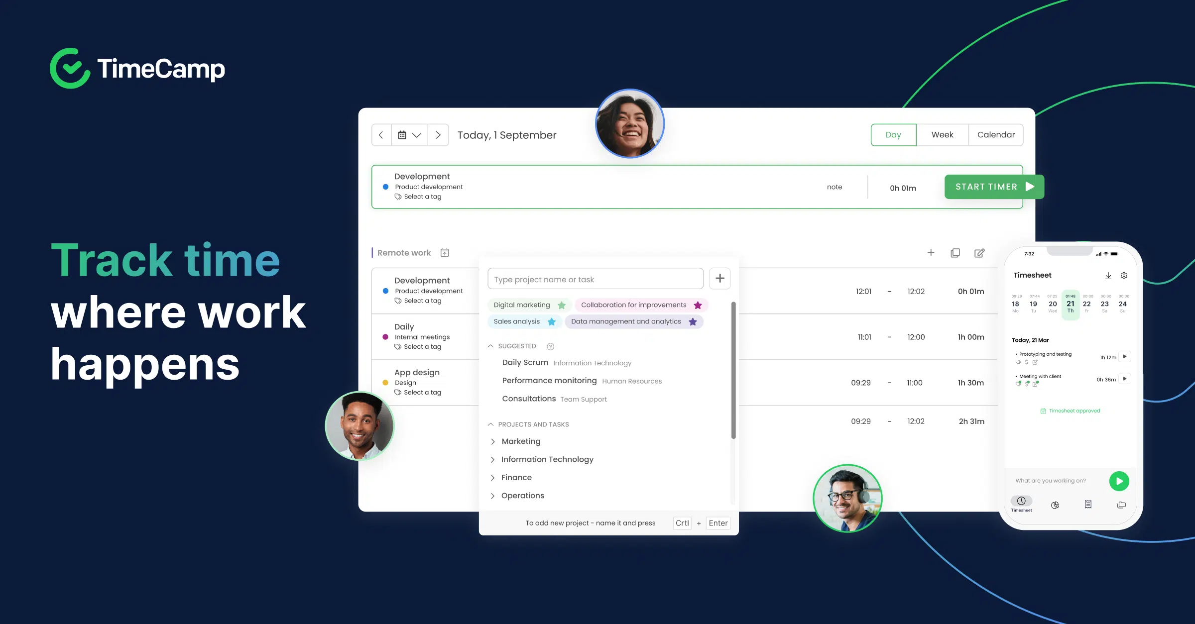 timecamp windows time tracker app promotional image