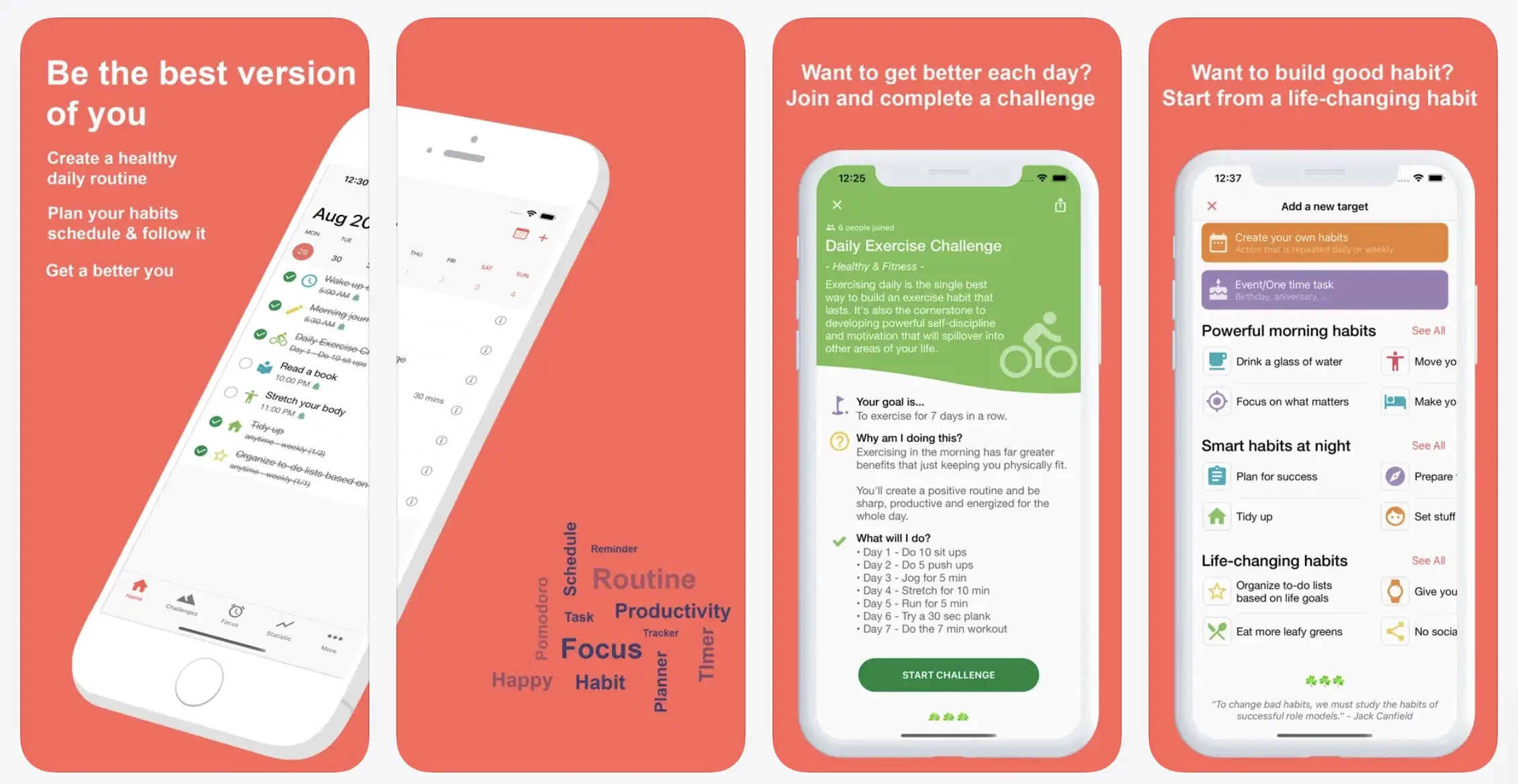screenshot of routinery app