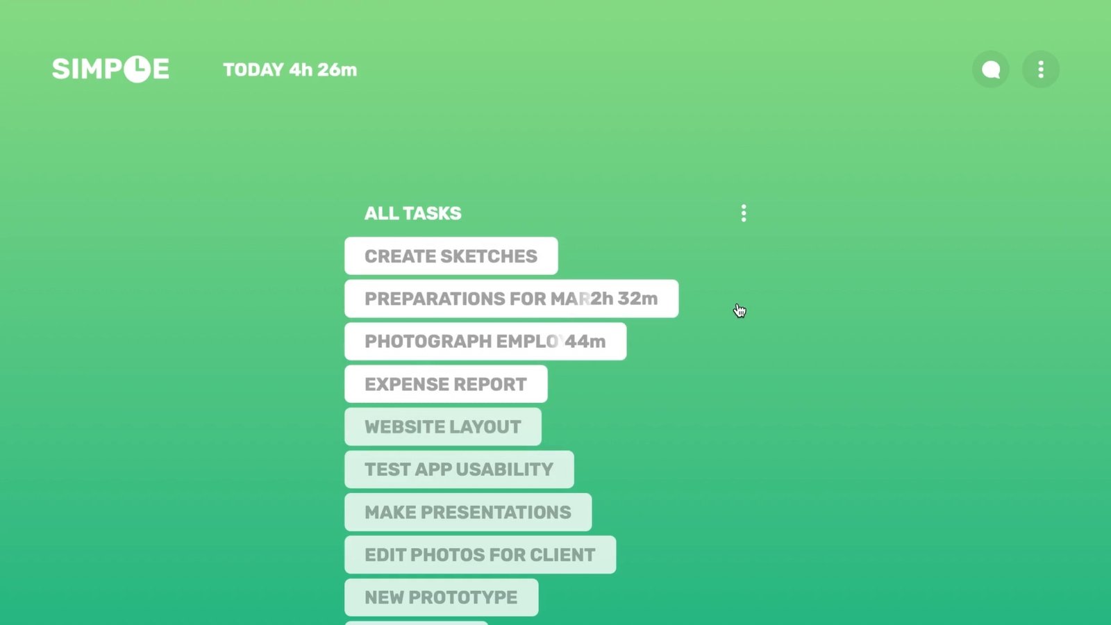 a screenshot of simple app interface