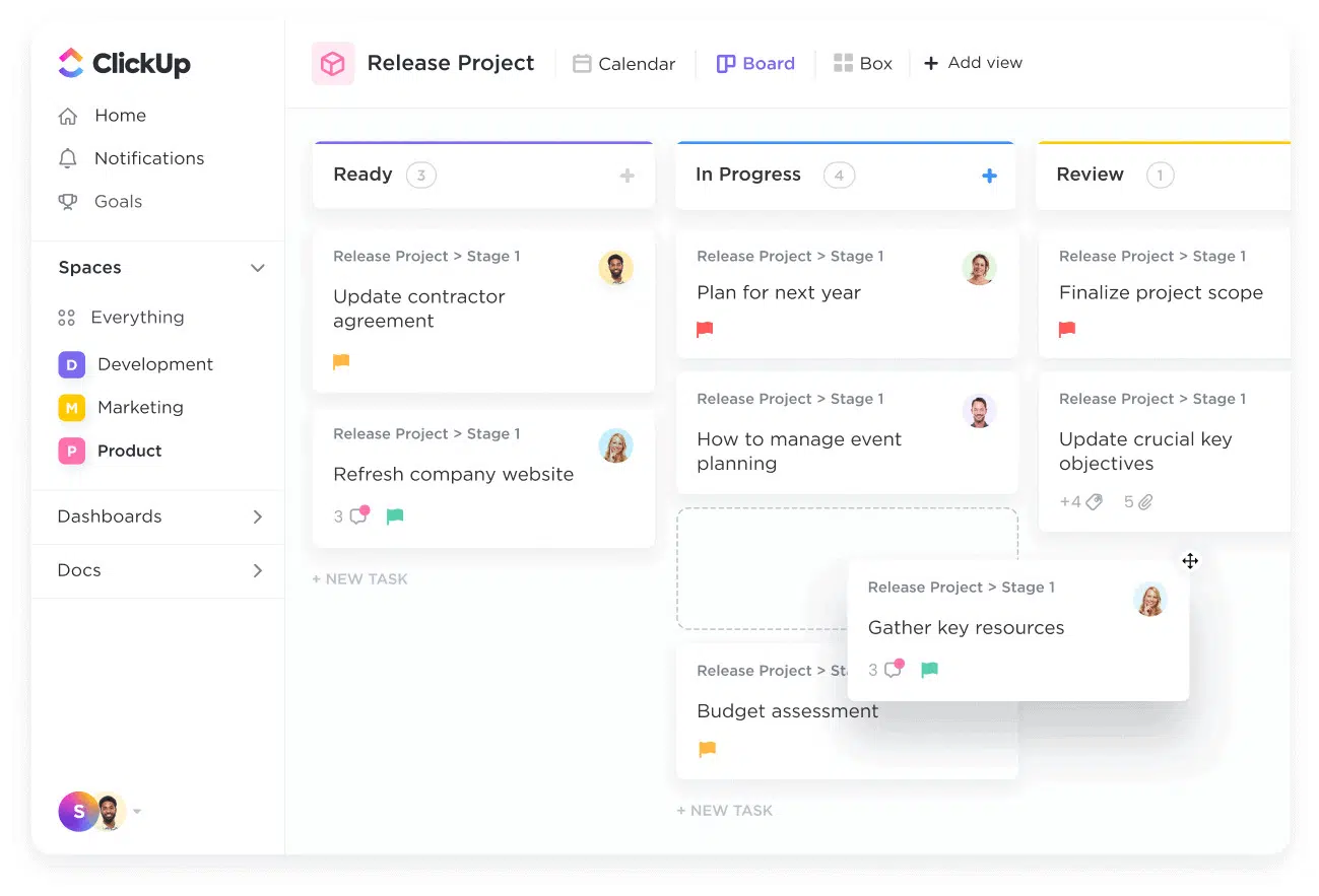 a screenshot of clickup functionalities for a blog post about best timeular alternatives