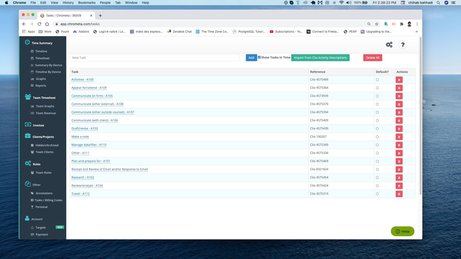 a screenshot of chrometa software
