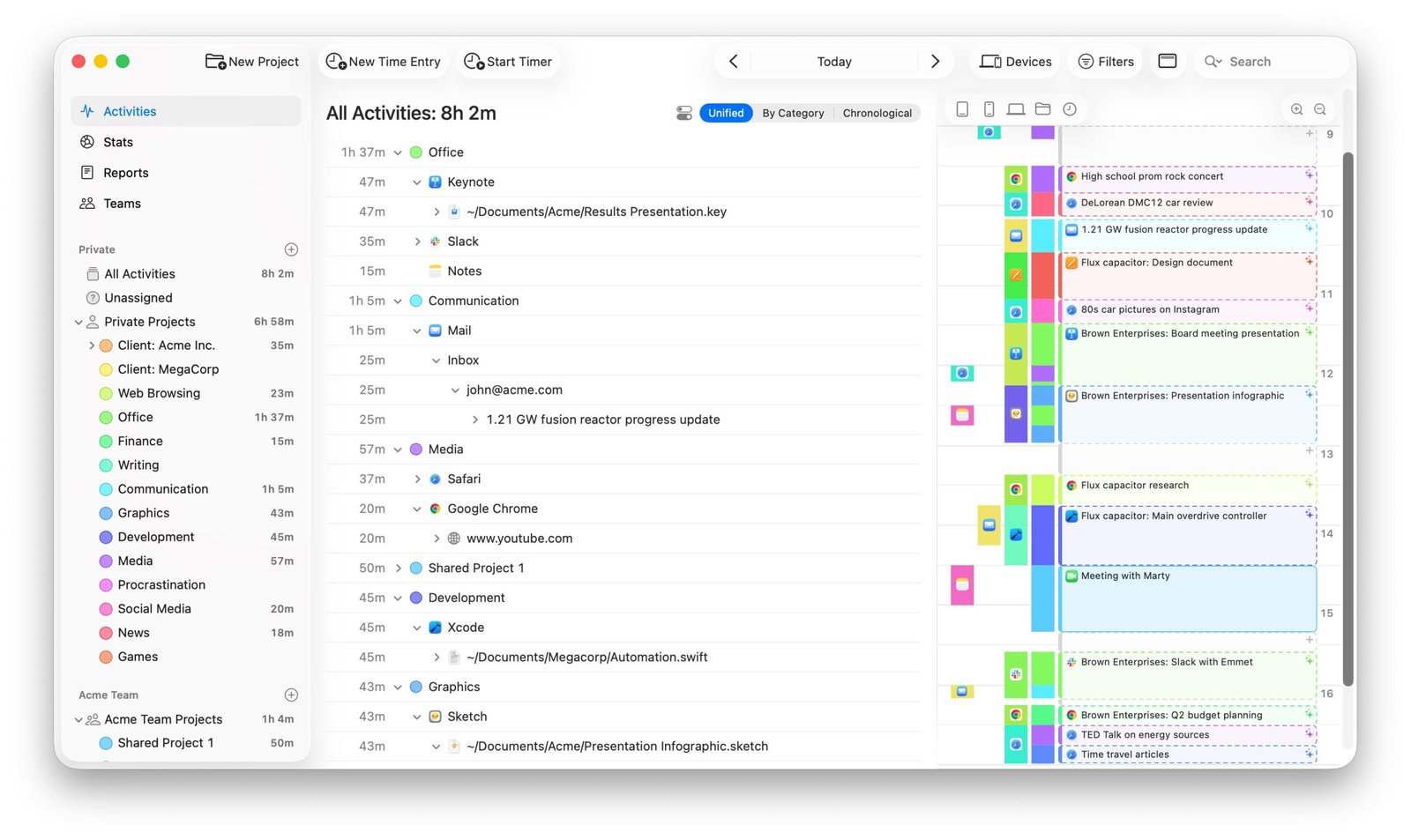 a screenshot of Timing AI assistant for Mac