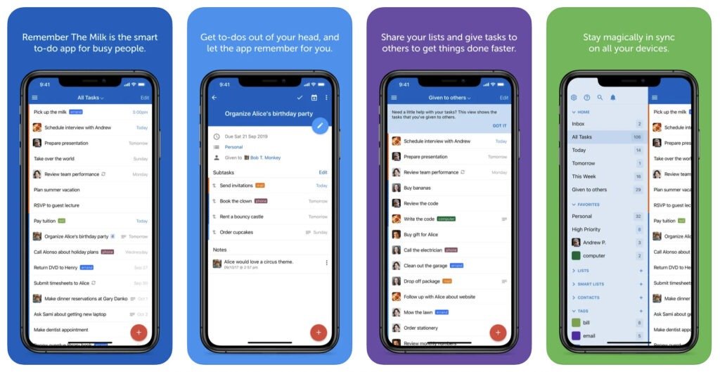 Meilleures applis pour gérer son temps avec le TDAH rememberthemilk