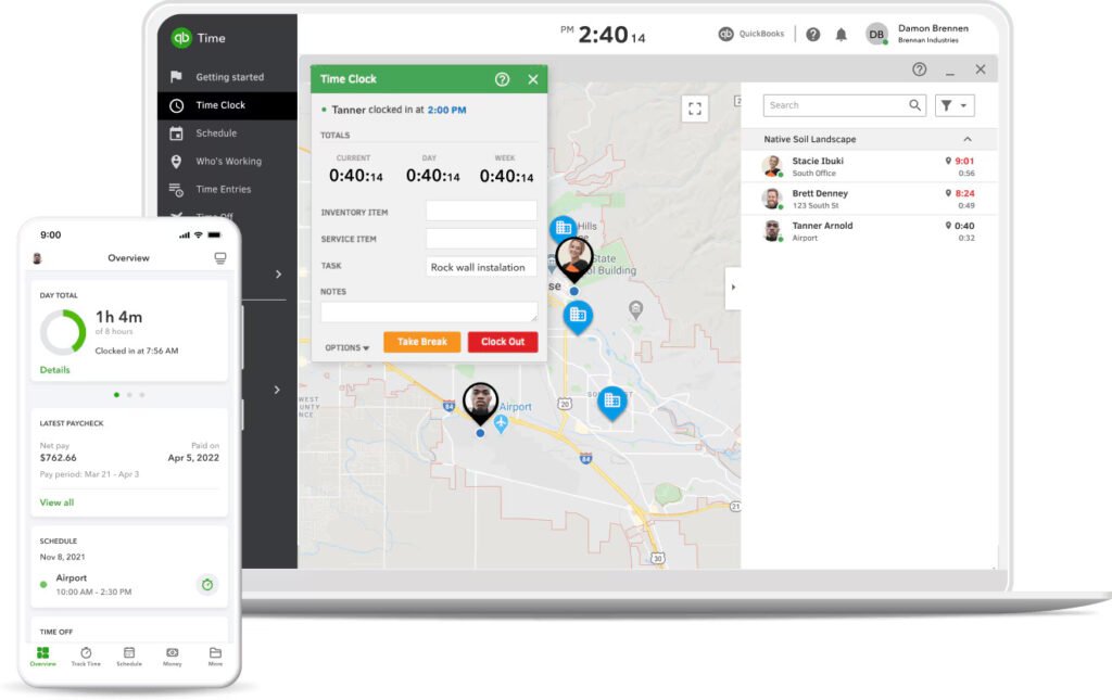zrzuty ekranu narzędzia quickbooks time